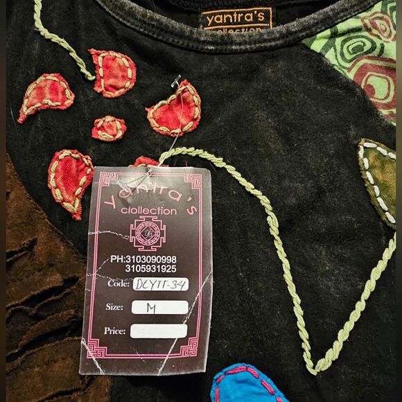 NWT: Yantra's Collection Black Tank with Flower Design. Size Medium. - Picture 3 of 3